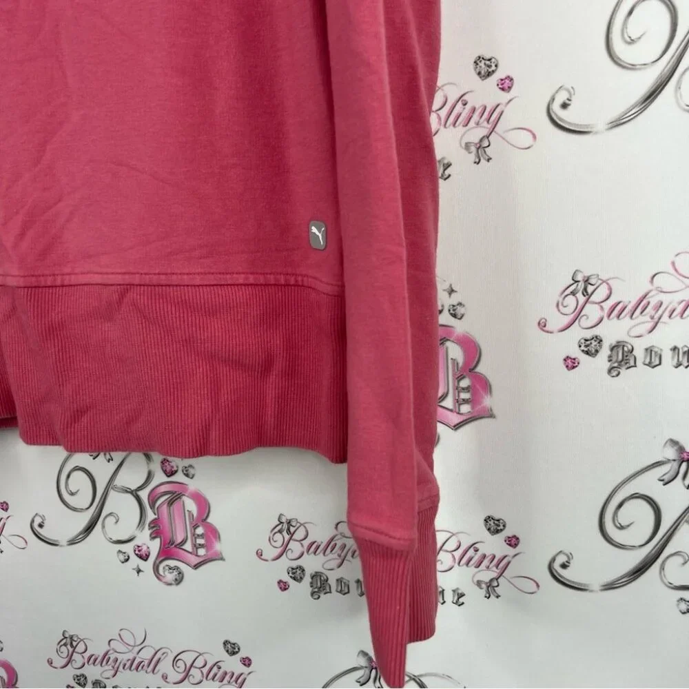 Puma pull over sweater long sleeves Women's red Pink Top comfy lounge zip back